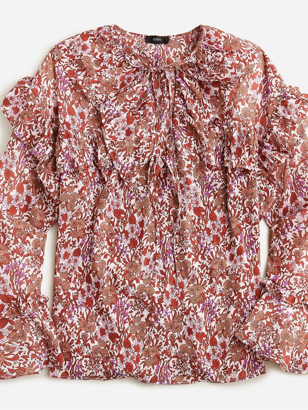 J.Crew Ruffle Crinkle Chiffon Top in Fête Floral